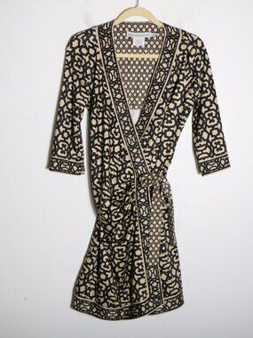 Gretchen Scott Wrap It Up Dress Womens Small Reo Geo Geometric Printed Stretch